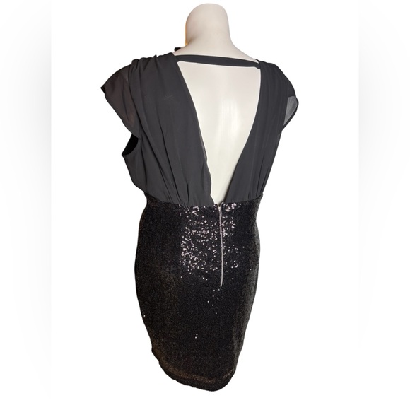 Katia 2XL Black Sequin Dress Cocktail Sexy Short After 8 LBD Versatile NWOT - Picture 8 of 8